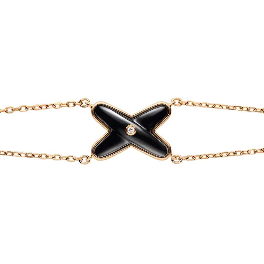 [⭐Sparkve]JEUX BRACELET ONYX PINK GOLD 1 DIAMOND