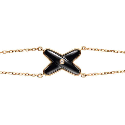 [⭐Sparkve]JEUX BRACELET ONYX PINK GOLD 1 DIAMOND