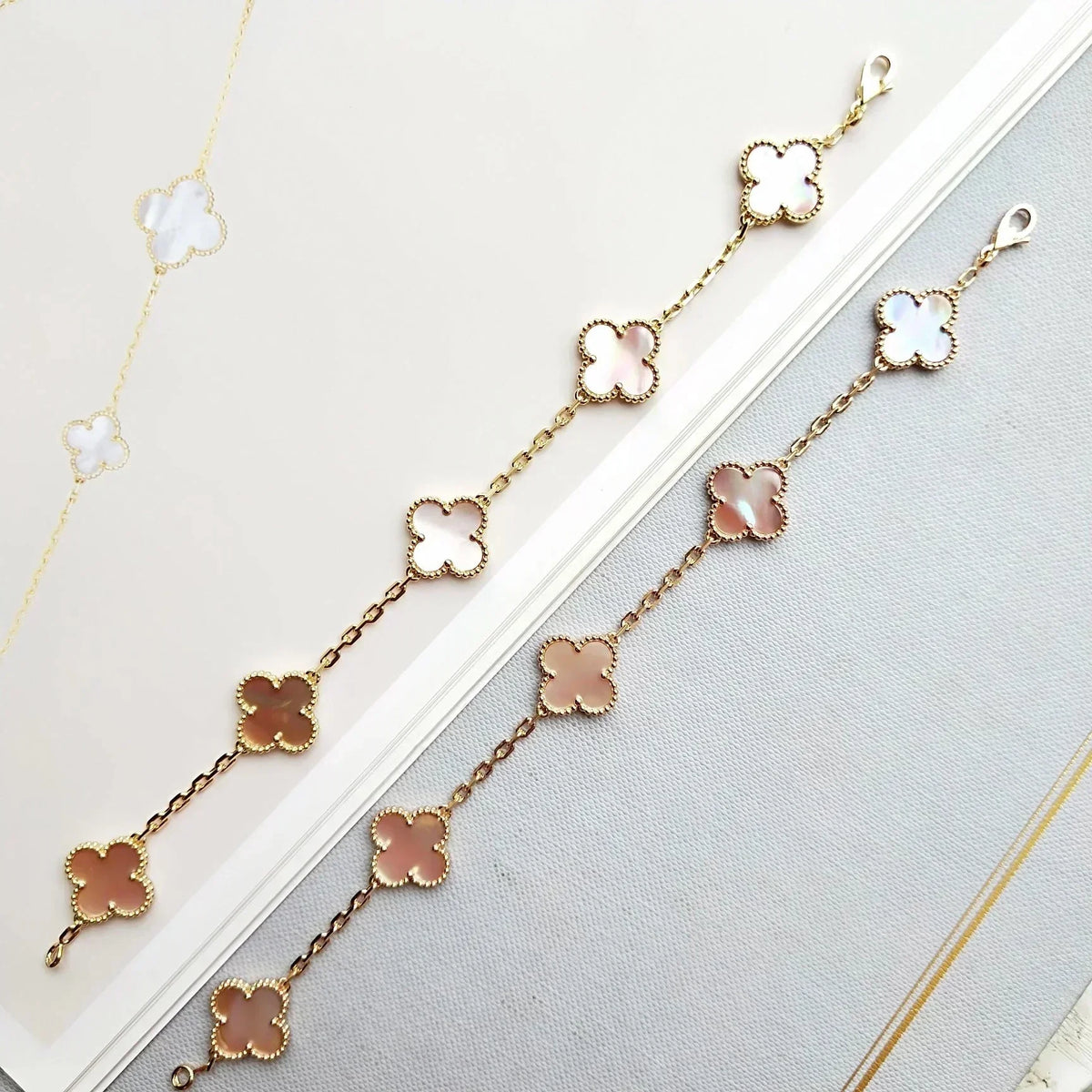 [⭐Sparkve] CLOVER 5 MOTIFS  PINK MOP BRACELET COLLECTION