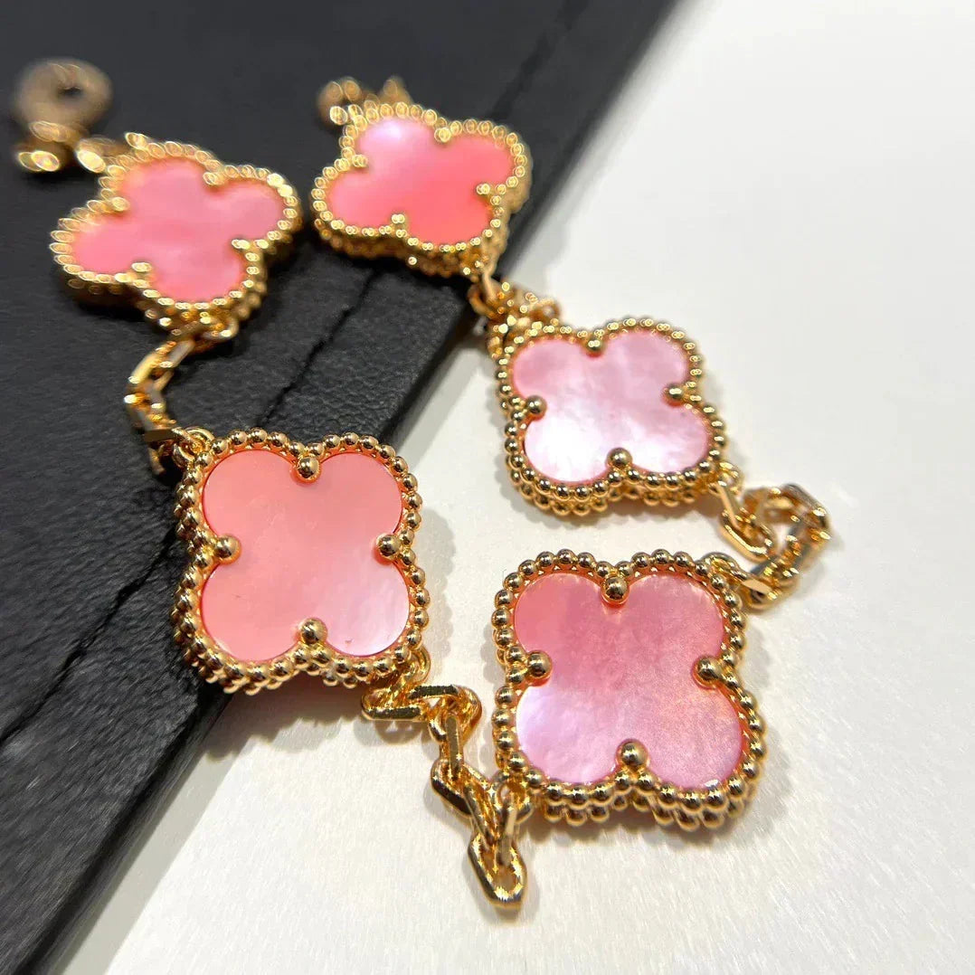 [⭐Sparkve] CLOVER 5 MOTIFS  PINK MOP BRACELET COLLECTION