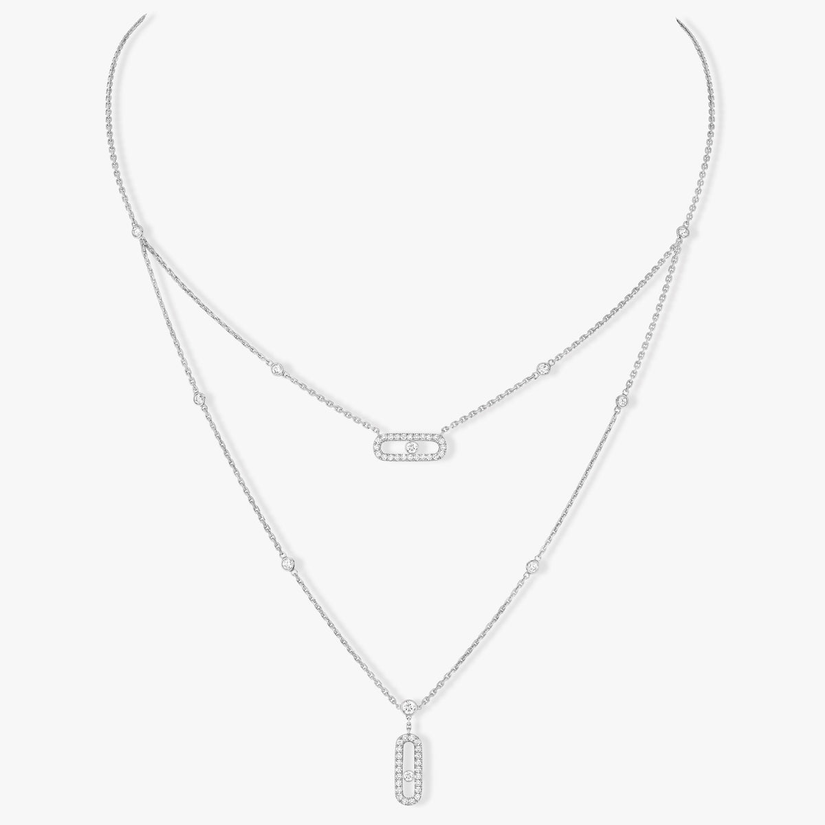 [⭐Sparkve]MOVE 2 ROW DIAMOND NECKLACE