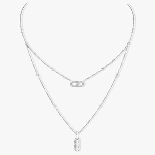 [⭐Sparkve]MOVE 2 ROW DIAMOND NECKLACE