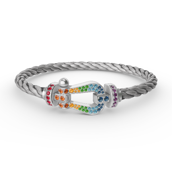 [⭐Sparkve]FORC LARGE HORSESHOE  COLORED DIAMOND BRACELET SILVER
