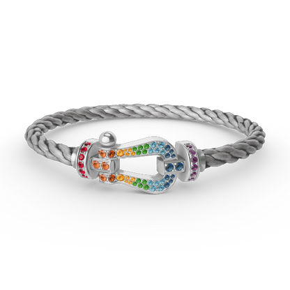 [⭐Sparkve]FORC LARGE HORSESHOE  COLORED DIAMOND BRACELET SILVER