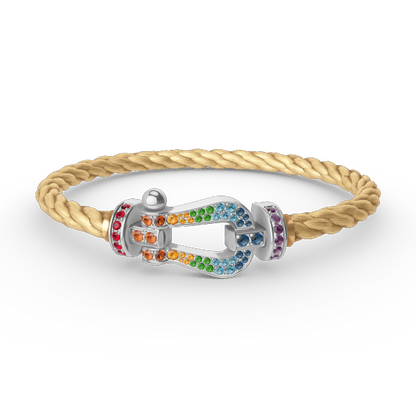 [⭐Sparkve]FORC LARGE HORSESHOE  COLORED DIAMOND BRACELET SILVER