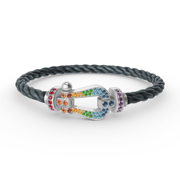 [⭐Sparkve]FORC LARGE HORSESHOE  COLORED DIAMOND BRACELET SILVER