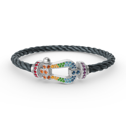 [⭐Sparkve]FORC LARGE HORSESHOE  COLORED DIAMOND BRACELET SILVER