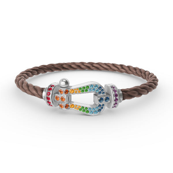 [⭐Sparkve]FORC LARGE HORSESHOE  COLORED DIAMOND BRACELET SILVER