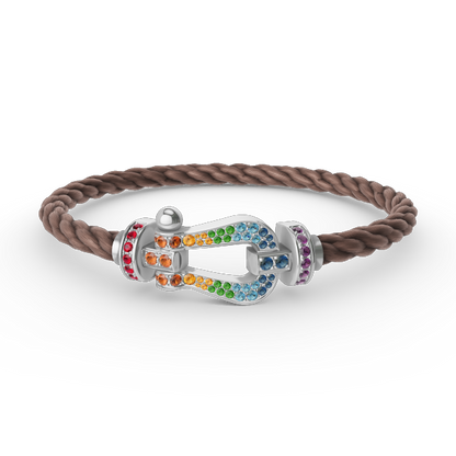 [⭐Sparkve]FORC LARGE HORSESHOE  COLORED DIAMOND BRACELET SILVER
