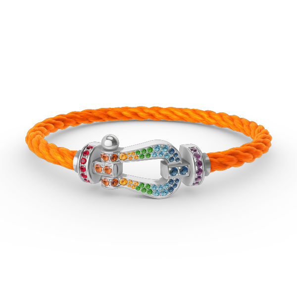 [⭐Sparkve]FORC LARGE HORSESHOE  COLORED DIAMOND BRACELET SILVER