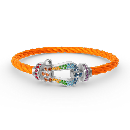[⭐Sparkve]FORC LARGE HORSESHOE  COLORED DIAMOND BRACELET SILVER