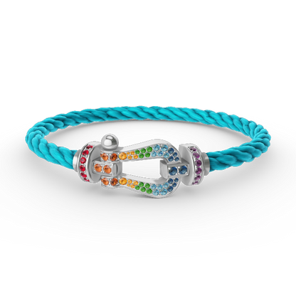[⭐Sparkve]FORC LARGE HORSESHOE  COLORED DIAMOND BRACELET SILVER