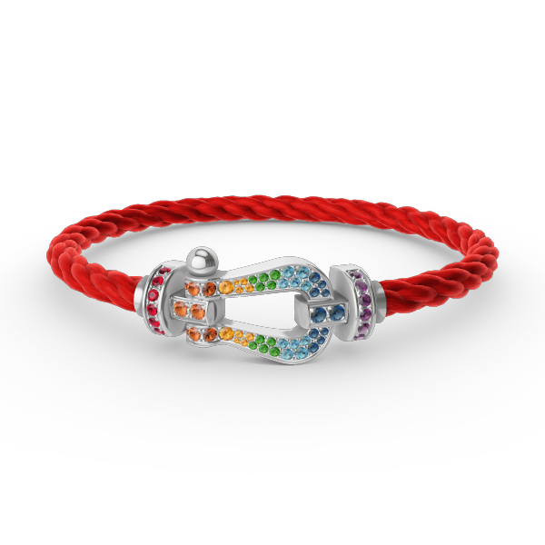 [⭐Sparkve]FORC LARGE HORSESHOE  COLORED DIAMOND BRACELET SILVER