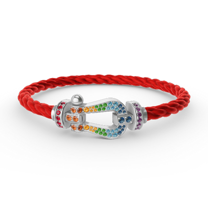 [⭐Sparkve]FORC LARGE HORSESHOE  COLORED DIAMOND BRACELET SILVER