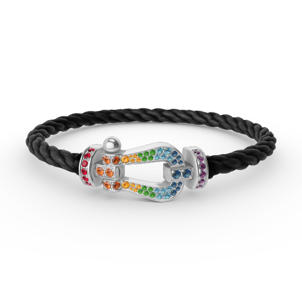 [⭐Sparkve]FORC LARGE HORSESHOE  COLORED DIAMOND BRACELET SILVER