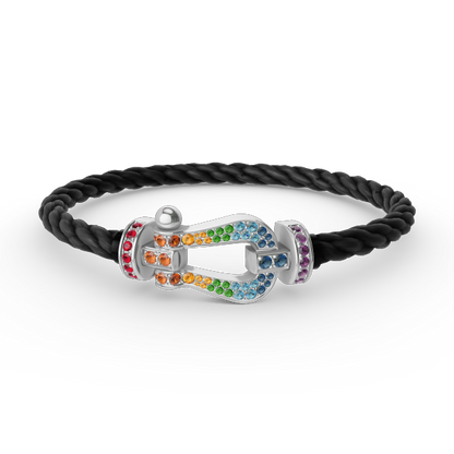 [⭐Sparkve]FORC LARGE HORSESHOE  COLORED DIAMOND BRACELET SILVER