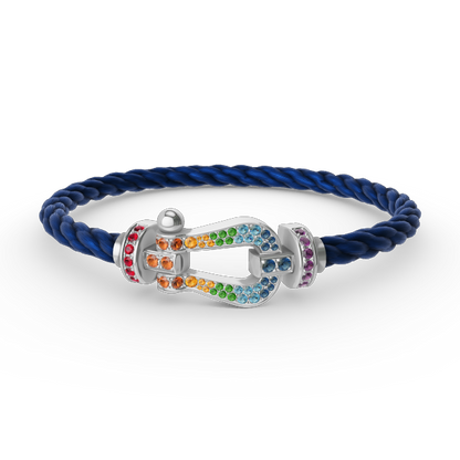 [⭐Sparkve]FORC LARGE HORSESHOE  COLORED DIAMOND BRACELET SILVER