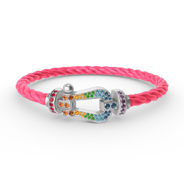 [⭐Sparkve]FORC LARGE HORSESHOE  COLORED DIAMOND BRACELET SILVER