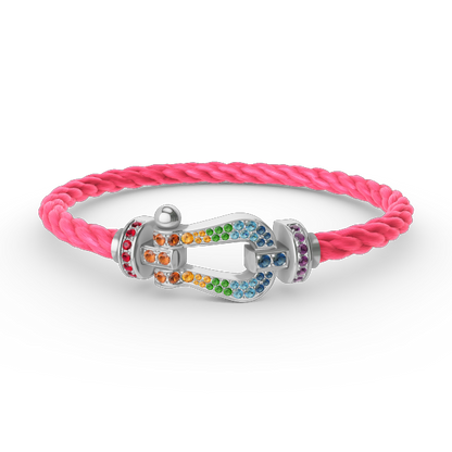 [⭐Sparkve]FORC LARGE HORSESHOE  COLORED DIAMOND BRACELET SILVER