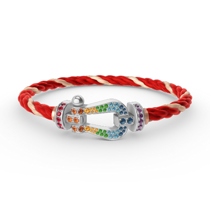 [⭐Sparkve]FORC LARGE HORSESHOE  COLORED DIAMOND BRACELET SILVER
