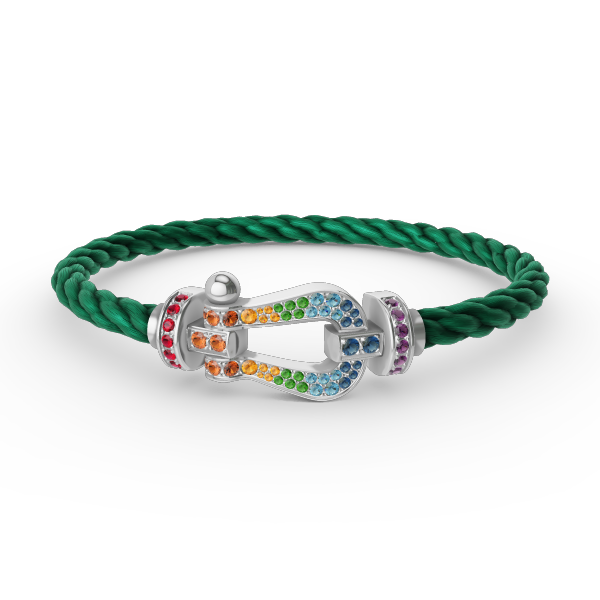 [⭐Sparkve]FORC LARGE HORSESHOE  COLORED DIAMOND BRACELET SILVER