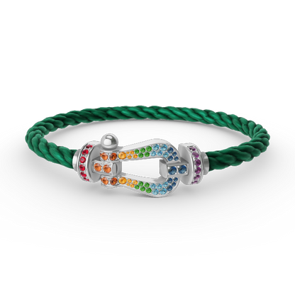 [⭐Sparkve]FORC LARGE HORSESHOE  COLORED DIAMOND BRACELET SILVER