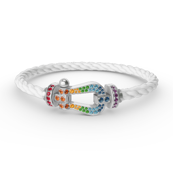 [⭐Sparkve]FORC LARGE HORSESHOE  COLORED DIAMOND BRACELET SILVER