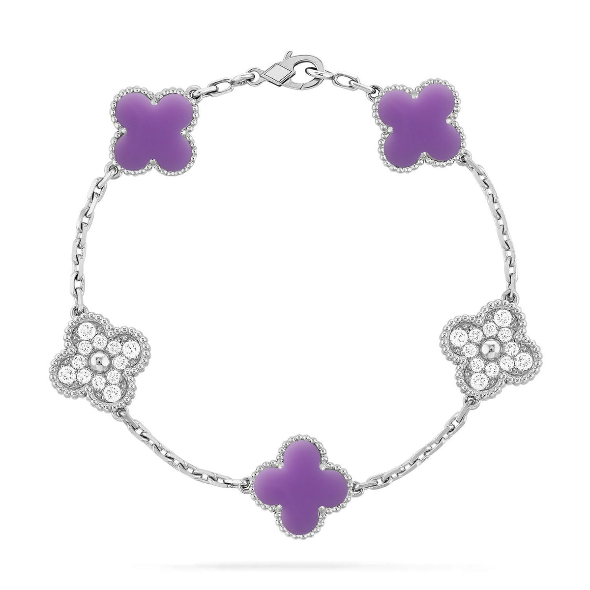 [⭐Sparkve]CLOVER 5 MOTIF LIGHT PURPLE BRACELET COLLECTION