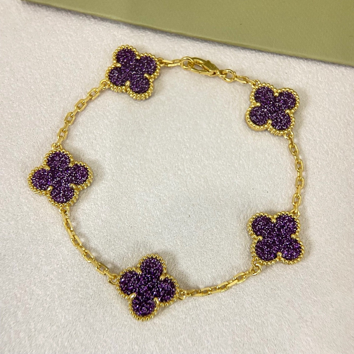 [⭐Sparkve]NEW PURPLE SAND-GOLD FOUR-LEAF CLOVER 5-FLOWER BRACELET