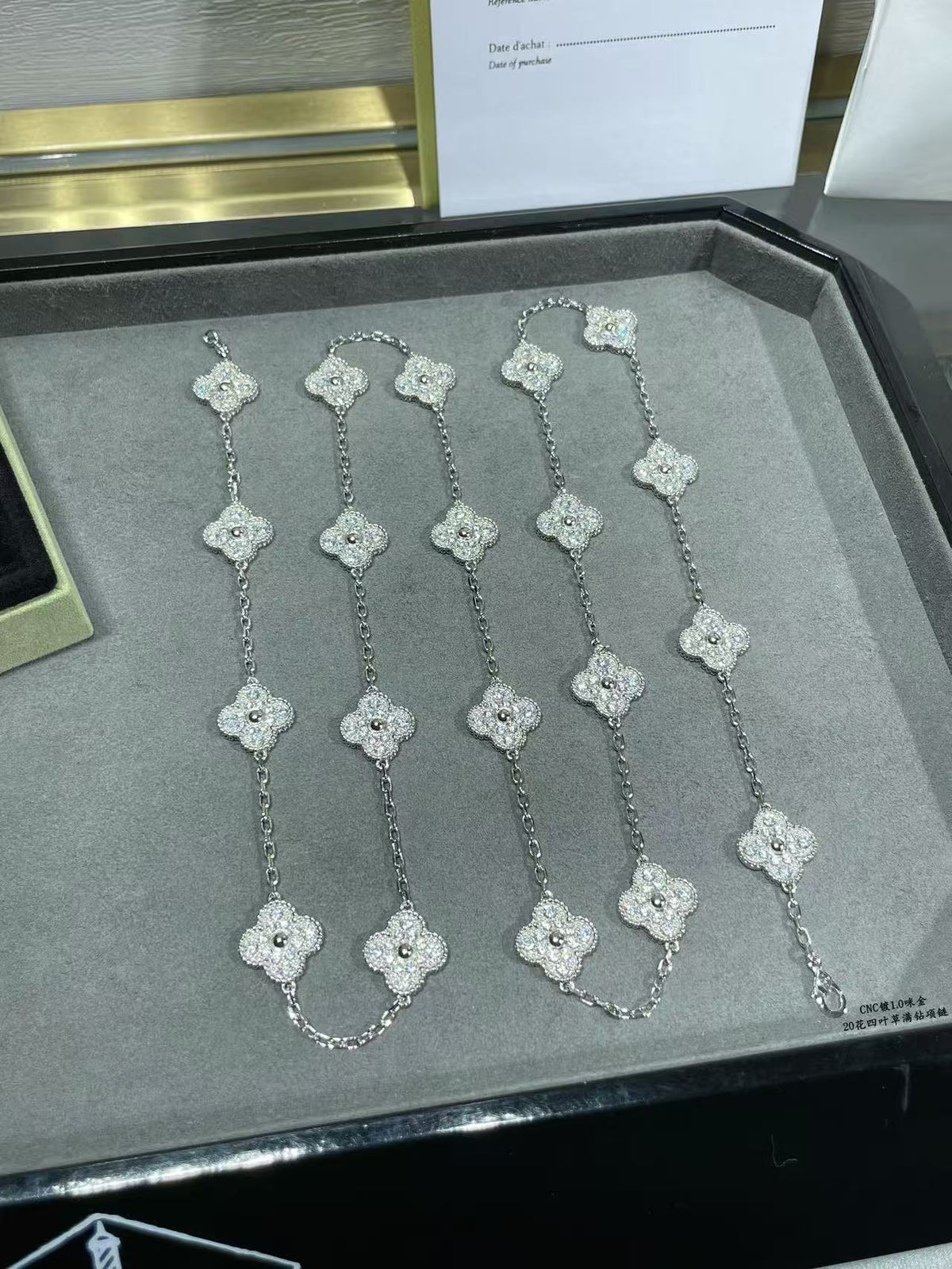[⭐Sparkve]CLOVER 20 MOTIFS FULL-DIAMOND NECKLACE