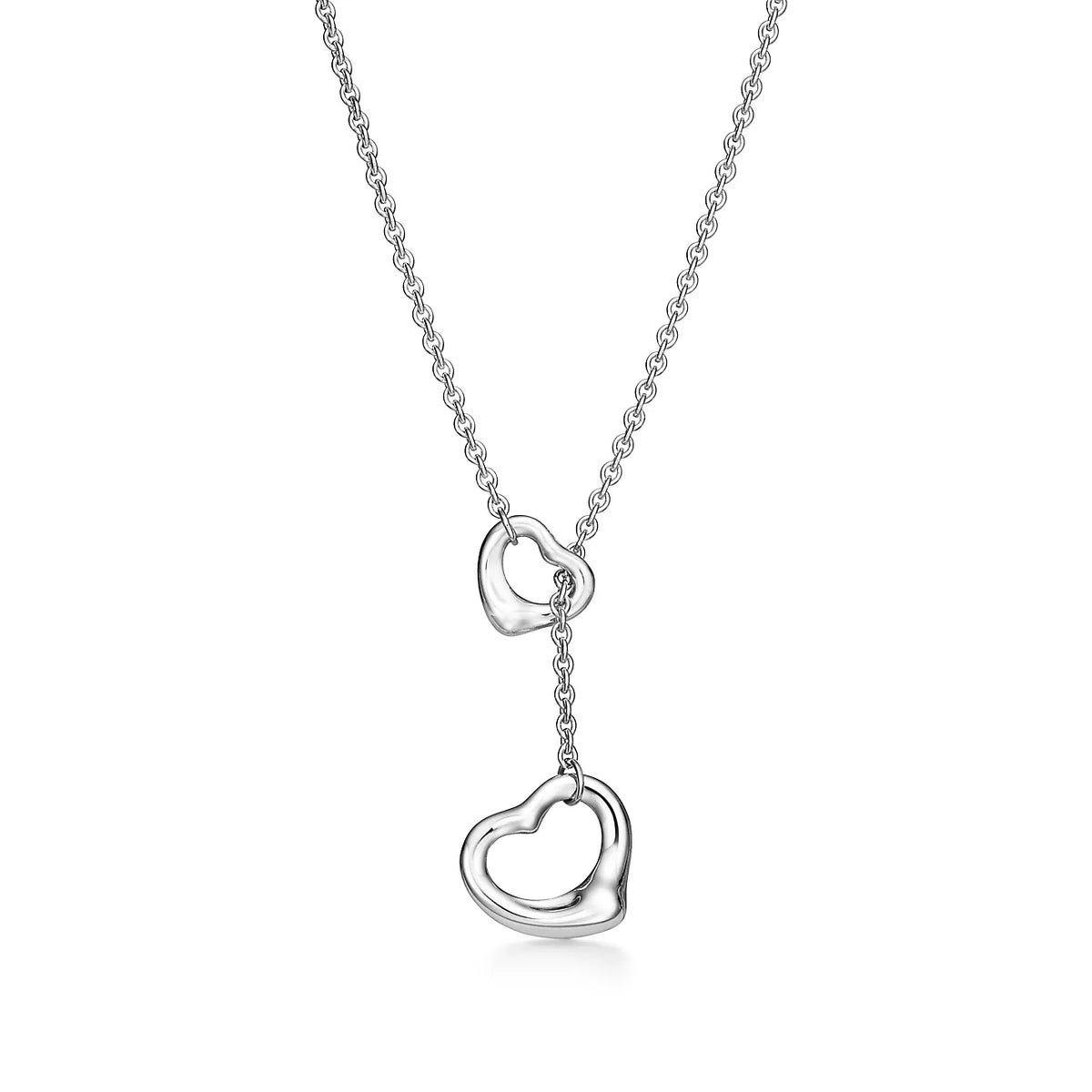[⭐Sparkve Jewels]OPEN HEART LARIAT NECKLACE SILVER