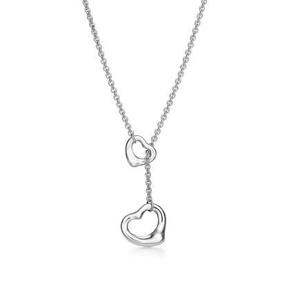 [⭐Sparkve Jewels]OPEN HEART LARIAT NECKLACE SILVER