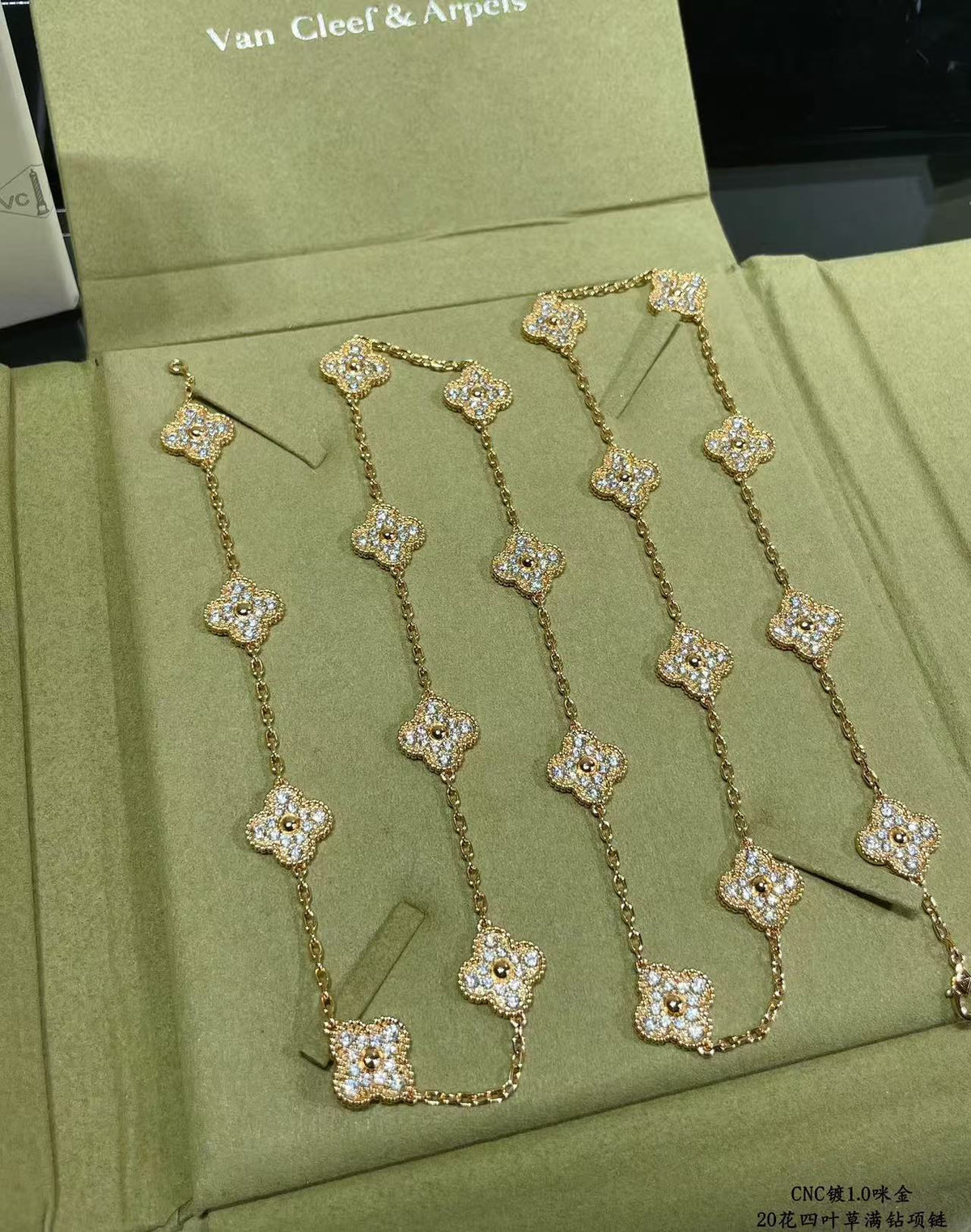 [⭐Sparkve]CLOVER 20 MOTIFS FULL-DIAMOND NECKLACE