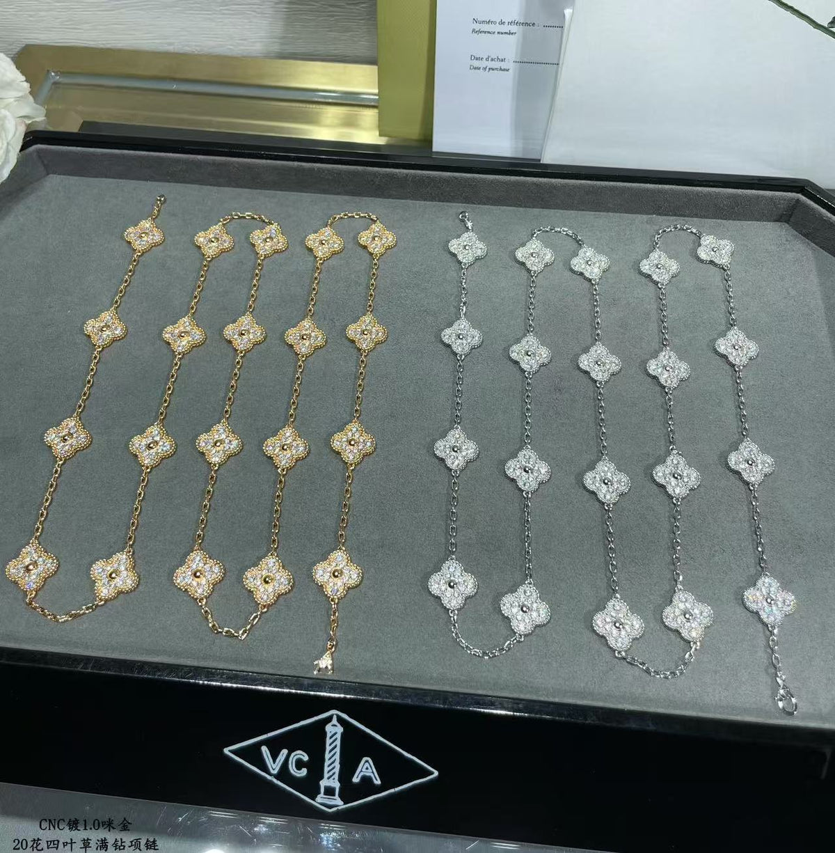 [⭐Sparkve]CLOVER 20 MOTIFS FULL-DIAMOND NECKLACE