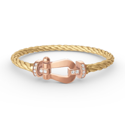 [⭐Sparkve]FORCE LARGE HORSESHOE HALF DIAMOND BRACELET ROSE GOLD