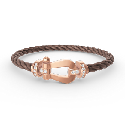 [⭐Sparkve]FORCE LARGE HORSESHOE HALF DIAMOND BRACELET ROSE GOLD