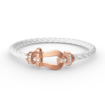 [⭐Sparkve]FORCE LARGE HORSESHOE HALF DIAMOND BRACELET ROSE GOLD