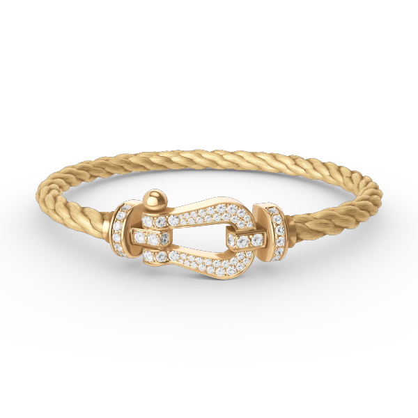 [⭐Sparkve]FORCE LARGE HORSESHOE FULL DIAMOND BRACELET GOLD