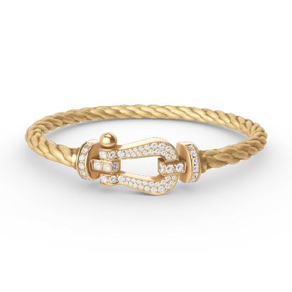[⭐Sparkve]FORCE LARGE HORSESHOE FULL DIAMOND BRACELET GOLD