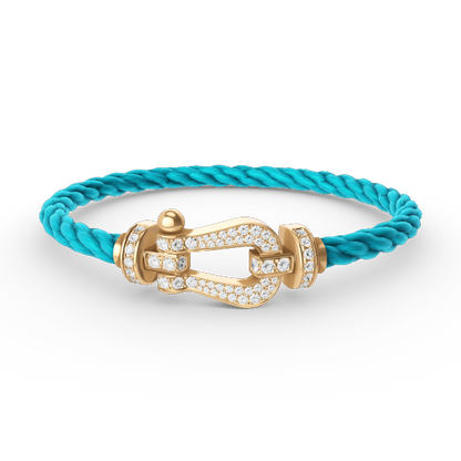 [⭐Sparkve]FORCE LARGE HORSESHOE FULL DIAMOND BRACELET GOLD
