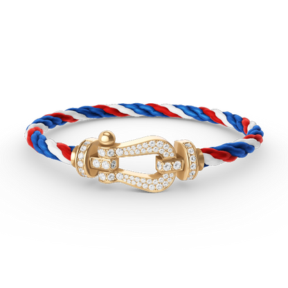 [⭐Sparkve]FORCE LARGE HORSESHOE FULL DIAMOND BRACELET GOLD