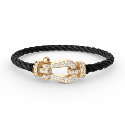 [⭐Sparkve]FORCE LARGE HORSESHOE FULL DIAMOND BRACELET GOLD