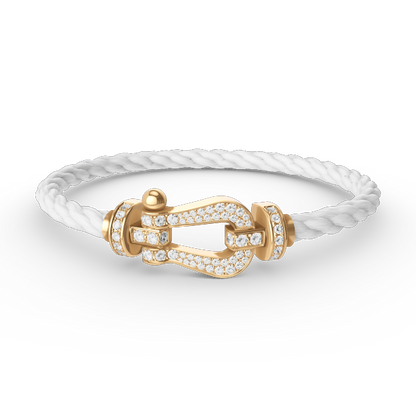 [⭐Sparkve]FORCE LARGE HORSESHOE FULL DIAMOND BRACELET GOLD