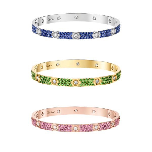 [⭐Sparkve]2026 PAVE GEMSTONE LOVE BRACELET 6.1MM 10 DIAMONDS