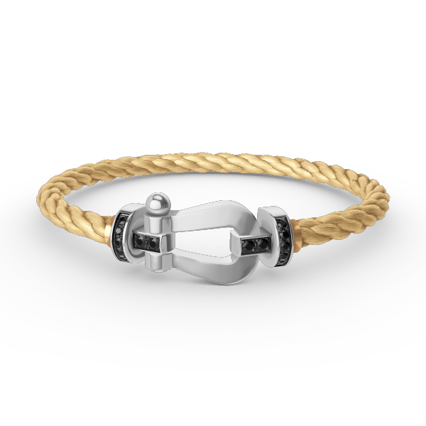 [⭐Sparkve]FORCE LARGE HORSESHOE BLACK DIAMOND BRACELET SILVER