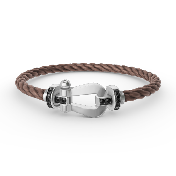 [⭐Sparkve]FORCE LARGE HORSESHOE BLACK DIAMOND BRACELET SILVER