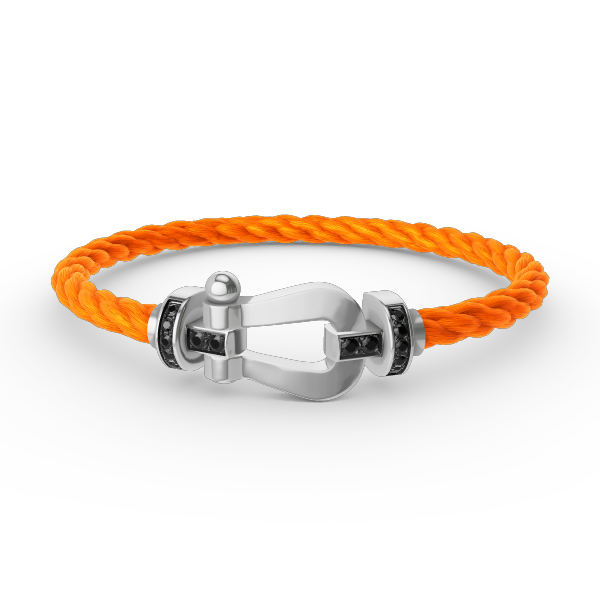 [⭐Sparkve]FORCE LARGE HORSESHOE BLACK DIAMOND BRACELET SILVER