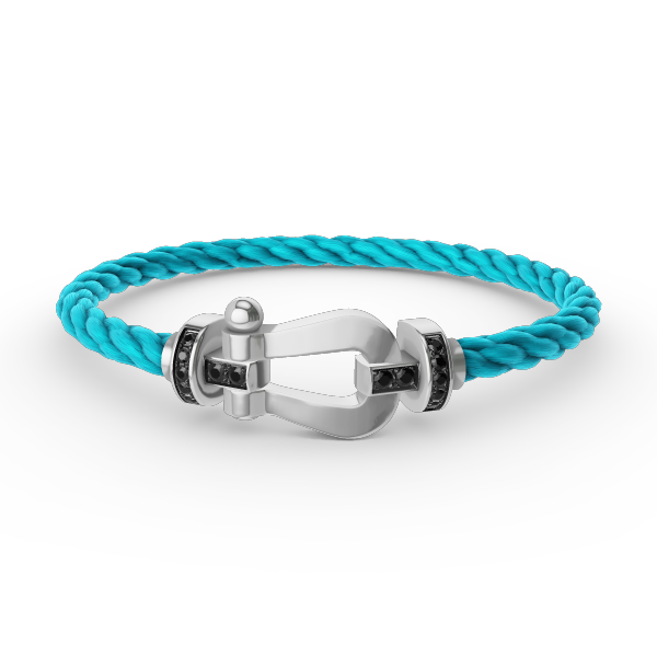 [⭐Sparkve]FORCE LARGE HORSESHOE BLACK DIAMOND BRACELET SILVER