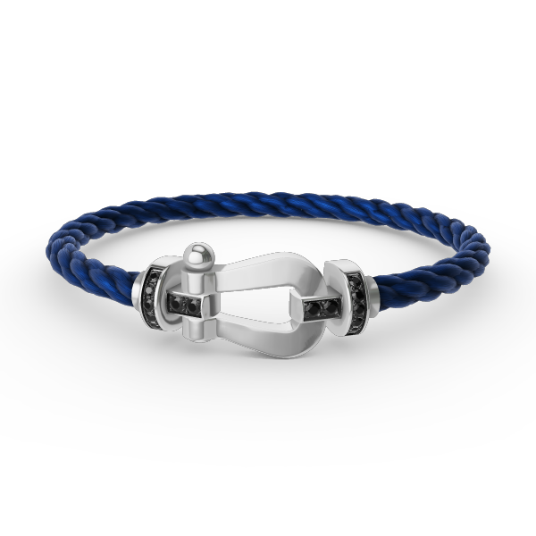 [⭐Sparkve]FORCE LARGE HORSESHOE BLACK DIAMOND BRACELET SILVER