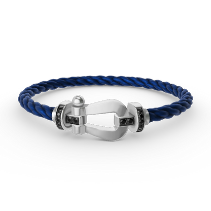 [⭐Sparkve]FORCE LARGE HORSESHOE BLACK DIAMOND BRACELET SILVER